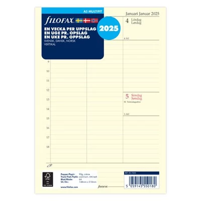 Dagbok Filofax A5 2025 vecka/uppslag vertikal